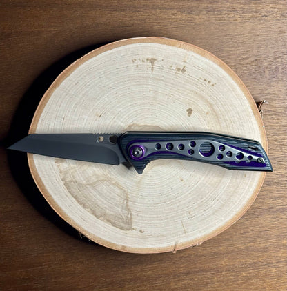 Overall Purple Spring Assist Folding Camping Pocket Knife