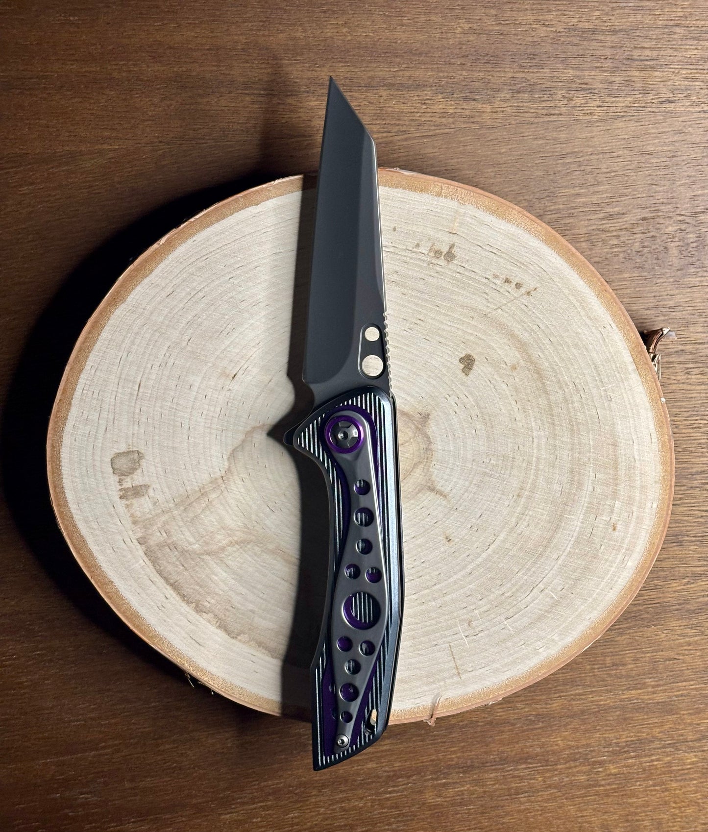 Overall Purple Spring Assist Folding Camping Pocket Knife