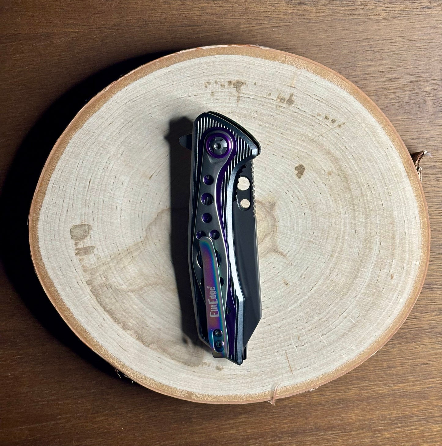 Overall Purple Spring Assist Folding Camping Pocket Knife